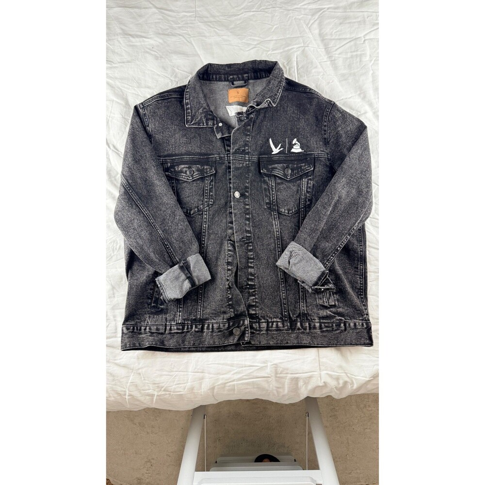 Grey Goose Vodka x Grammy Promo Men's Large Black Denim Trucker Jacket Logo